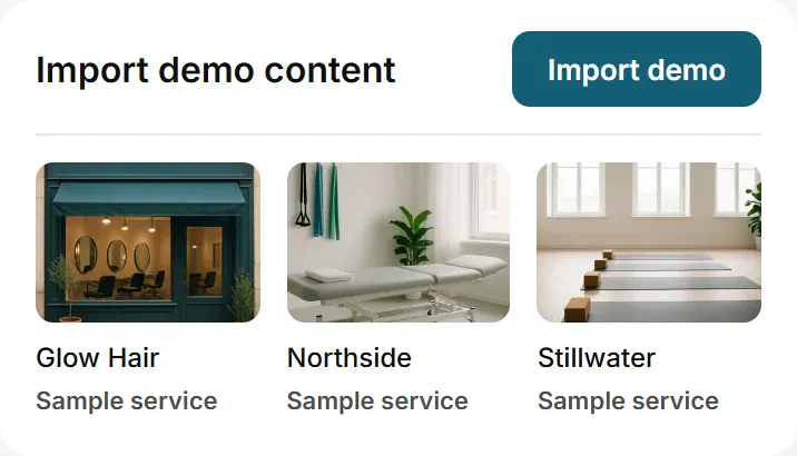 Importing the demo booking content