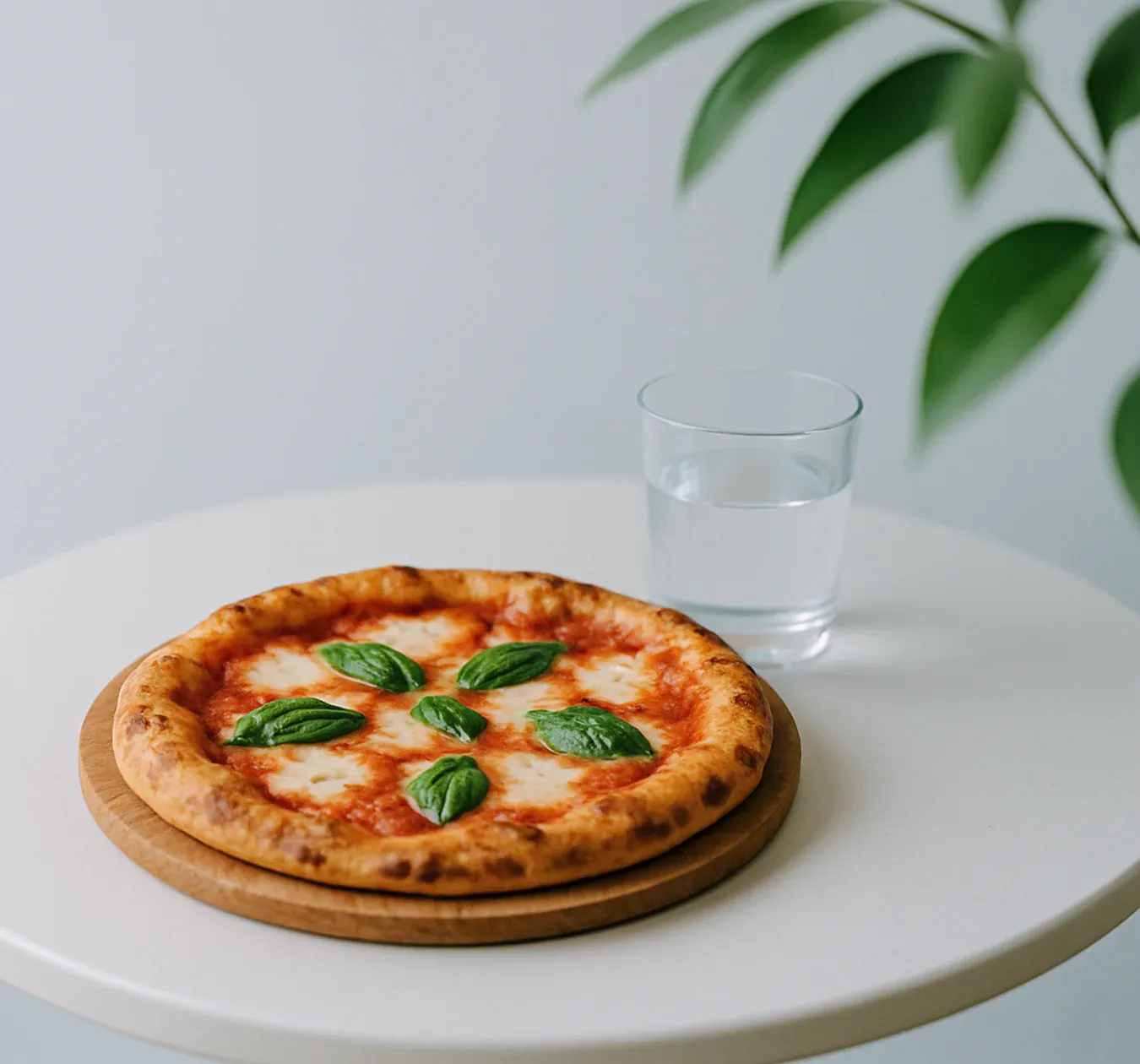 A pizza on a cafe table, the kind of photo a restaurant adds to its listing