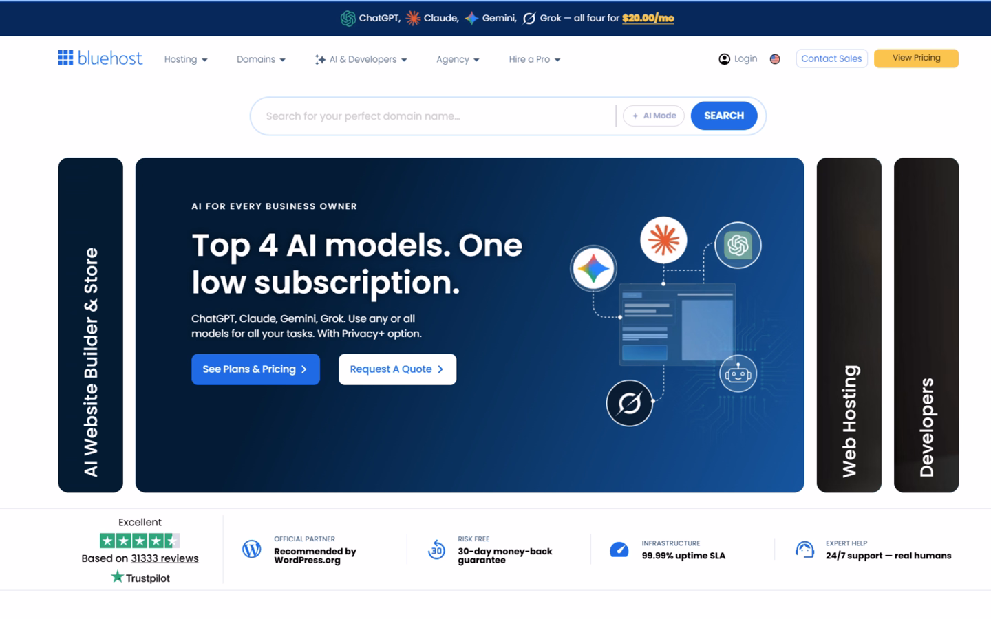 Bluehost homepage screenshot