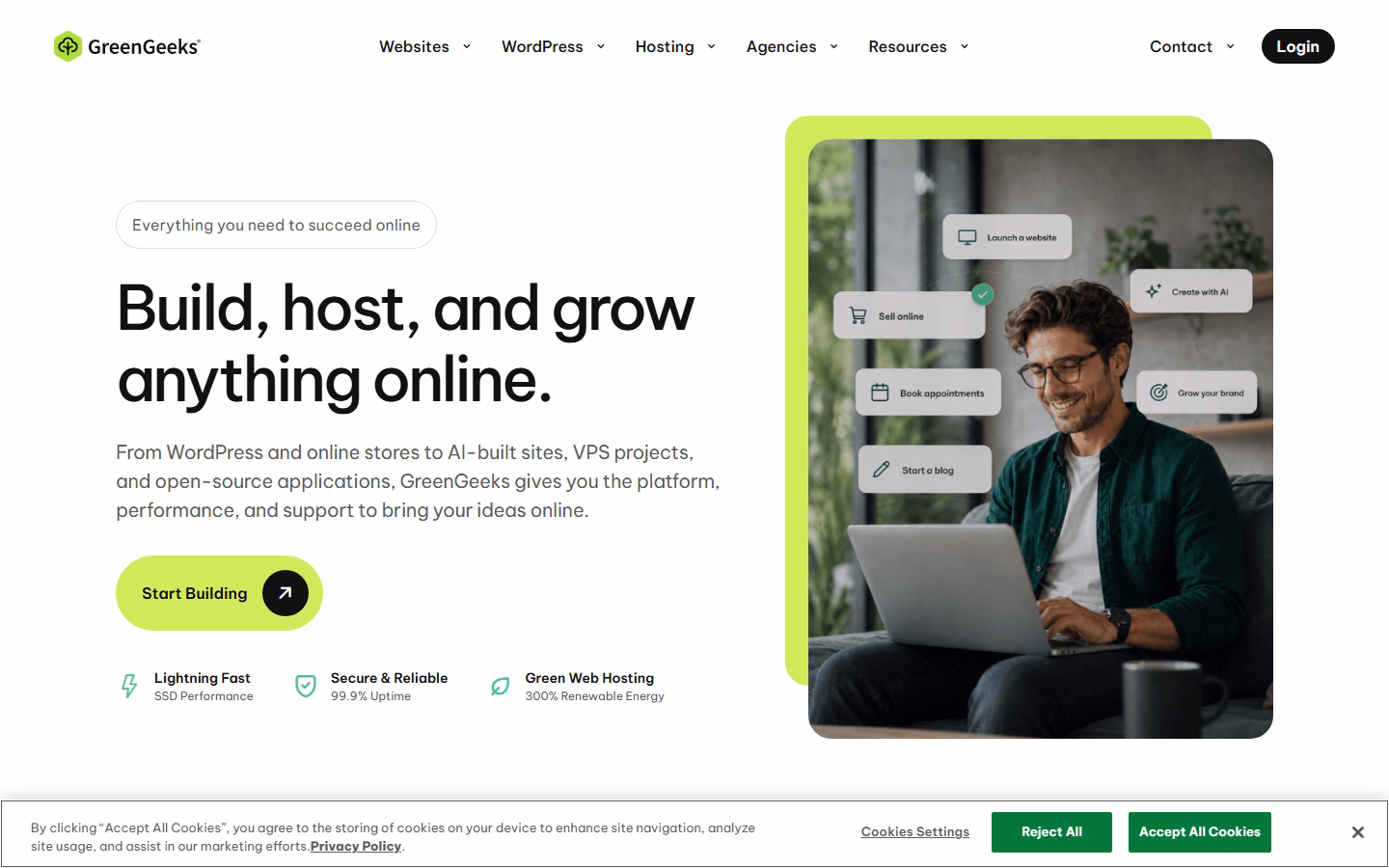 GreenGeeks homepage screenshot