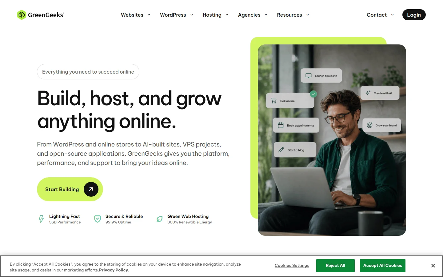 GreenGeeks homepage screenshot