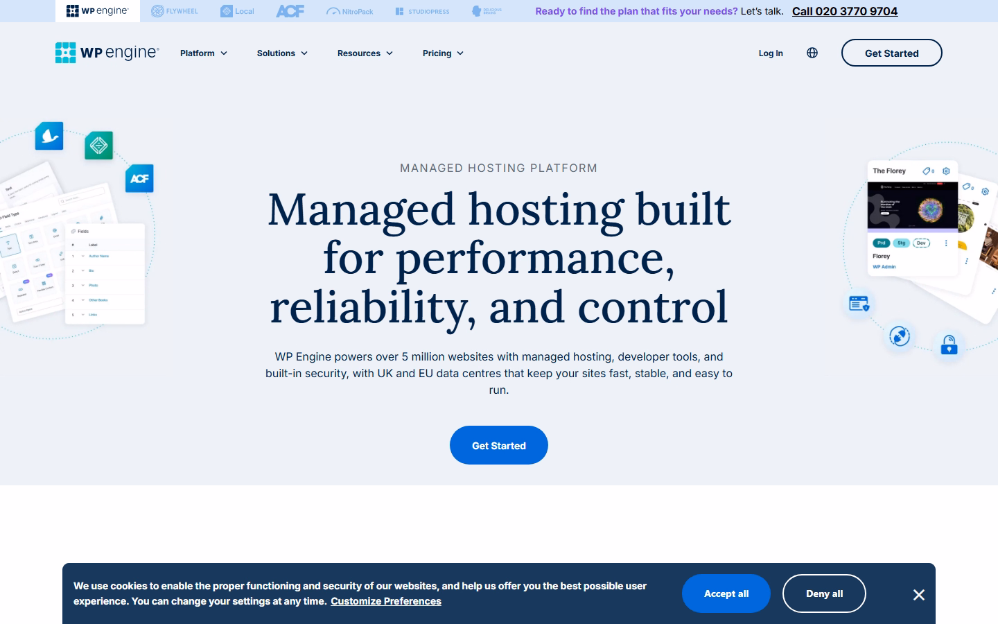 WP Engine homepage screenshot