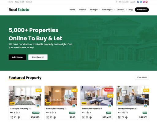 wordpress real estate theme preview