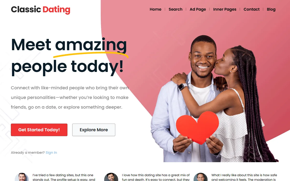 Dating website built with a PremiumPress theme
